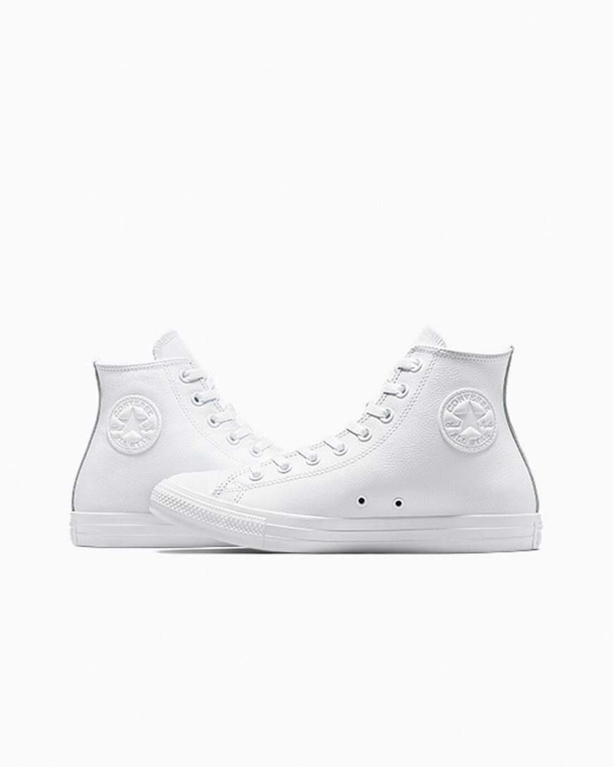 Dámské Boty Vysoké Converse Chuck Taylor All Star Læder Bílé | CZ SXWJ37